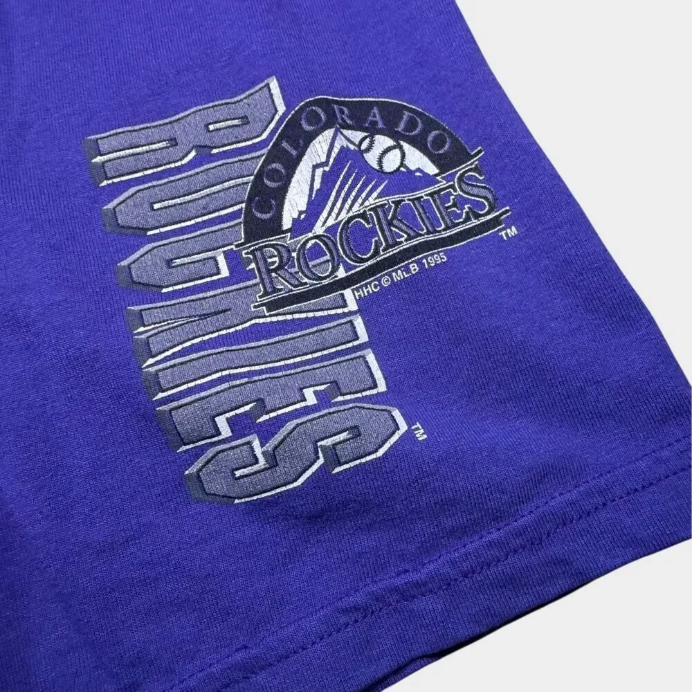 Vintage 1995 Colorado Rockies Shorts Large MLB On Contact Purple 90s Baseball